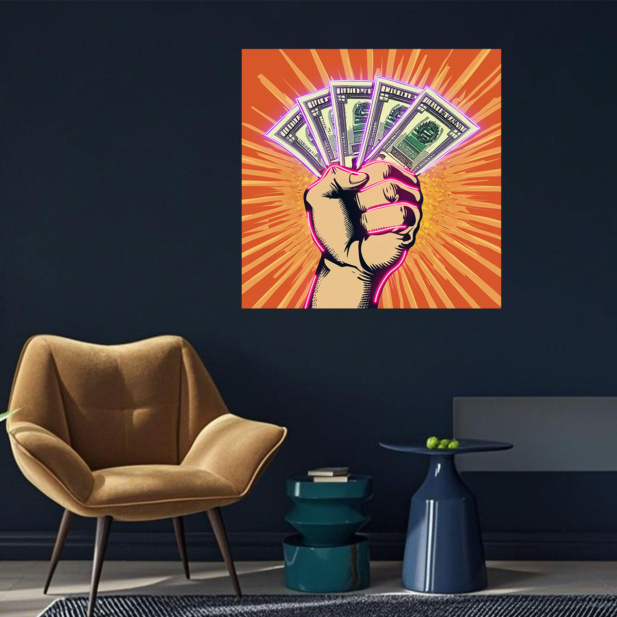 Rich Money Hand Neon Light, Custom LED Neon Sign,Aesthetic LED Sign, Luxury Cash Glow Wall Decor for Room, Bar, Office