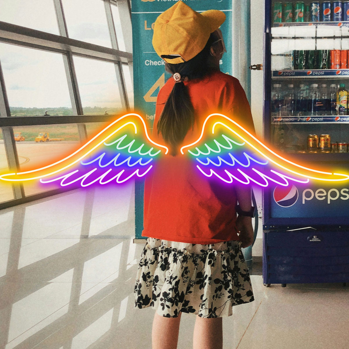 Rainbow Wings Neon Light Custom, Angel Wall Decor LED, Colorful Room Decoration, Gift for Her, Fantasy Home Decor
