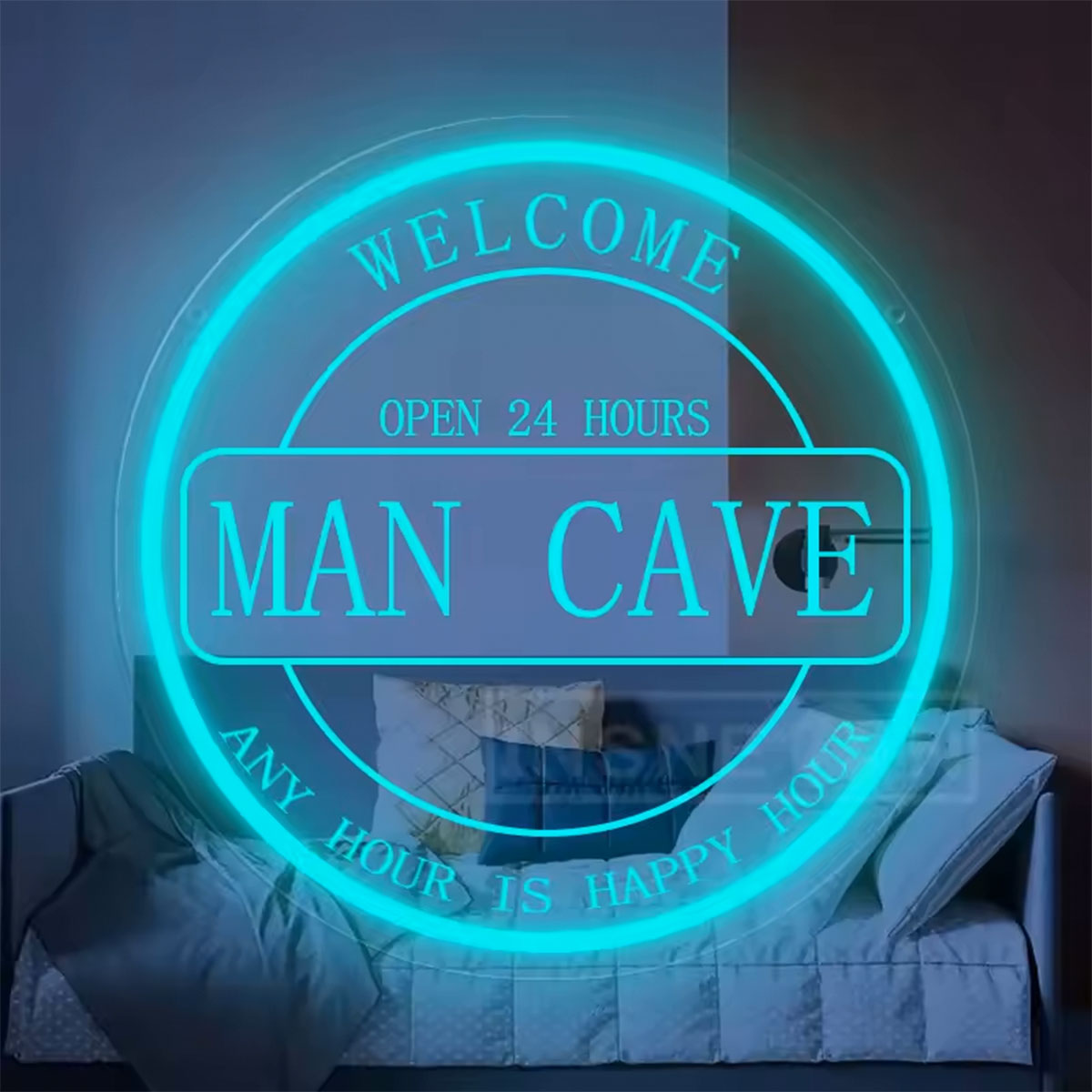 Custom Art Neon Sign Push Button Controlled Wall Mount Neon Man Cave Bar Sign for Home Party Kitchen Gathering Decor