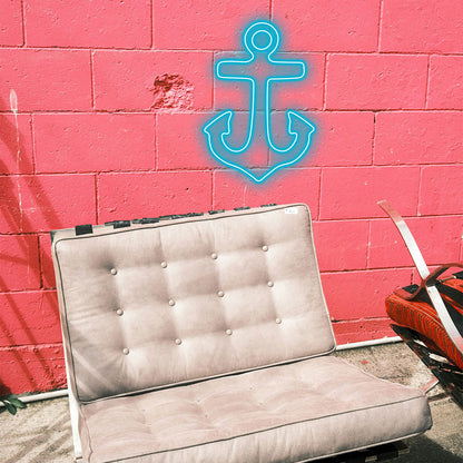 Anchor Neon Light Custom, Ocean Style LED Sign, Nautical Room Decor, Unique Gift for Friend, Soft Blue Home Decor