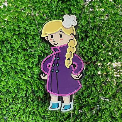 Cartoon Girl Neon Sign - Perfect for Bedroom Decor of Kids & Teen Girls, Great for Party Backdrops, Sweet Birthday Present