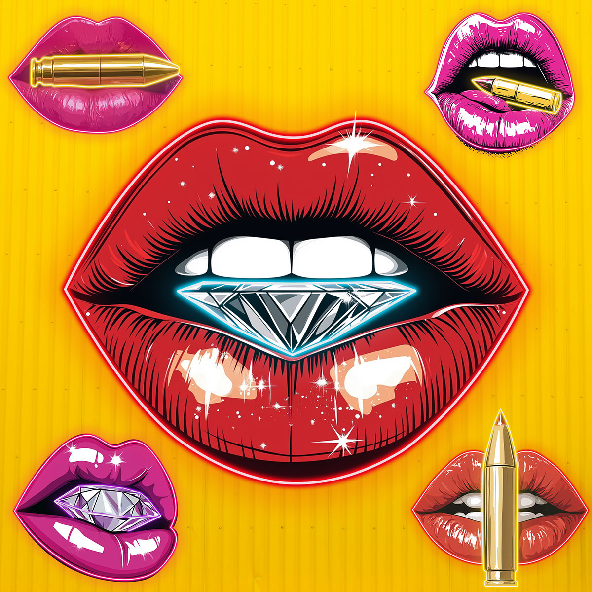 Romantic Diamond Lips Neon Light Sign, Ideal for Makeup Room, Selfie Wall, Love Decor, Lounge, Café, Boutique, Nightclub, Wedding, Anniversary