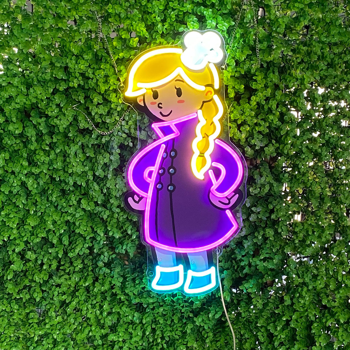 Cartoon Girl Neon Sign - Perfect for Bedroom Decor of Kids & Teen Girls, Great for Party Backdrops, Sweet Birthday Present