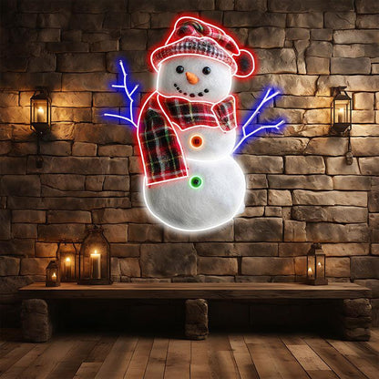 Cute Snowman Neon signs | LED Lights with Hat & Scarf | Perfect for Holiday Decorations & Gifts