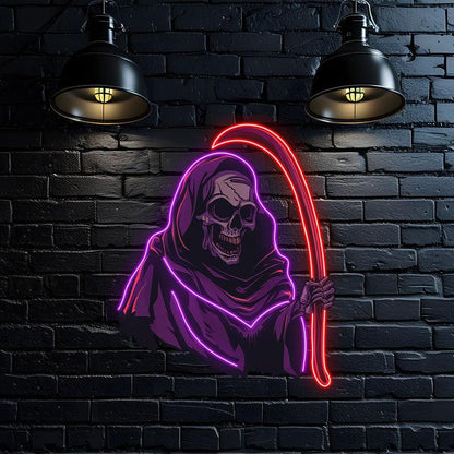 Eerie Grim Reaper Ghost Decoration | Spooky LED Light neon signs for Haunting Halloween Vibes