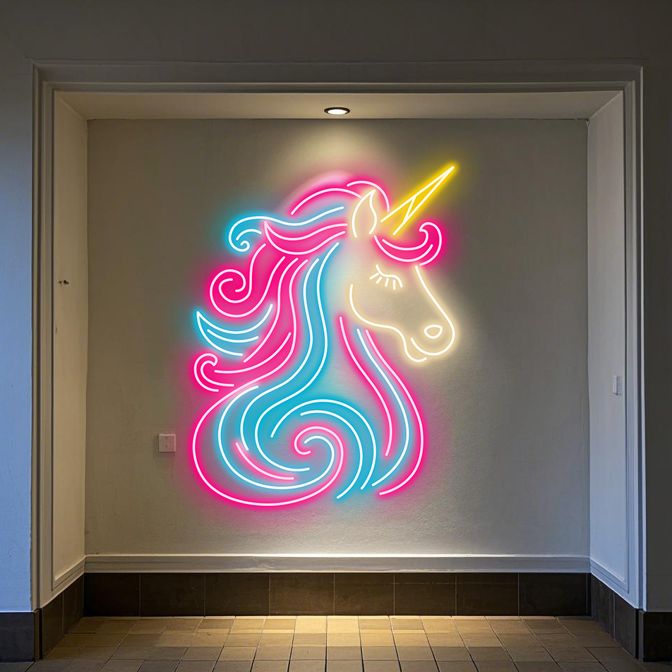Unicorn Neon Sign, Colorful Unicorn Neon Lights, Custom Gifts, Bar Decor, Wall Decor, Perfect for Photoshoots, UV Print Lights