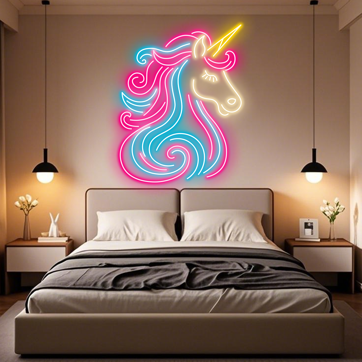 Unicorn Neon Sign, Colorful Unicorn Neon Lights, Custom Gifts, Bar Decor, Wall Decor, Perfect for Photoshoots, UV Print Lights