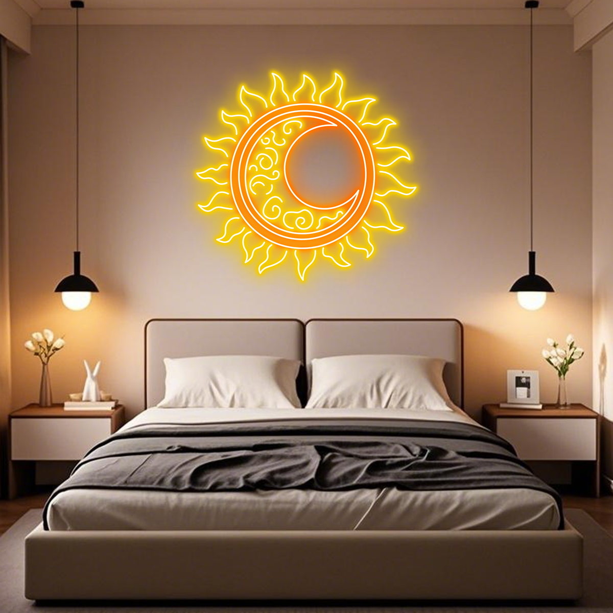 Artistic Sun Pattern Neon Sign, Custom Neon Art, Colorful Lights, Home Art Decor, Wall Art Decor, Bar Decor, Gifts For Kids