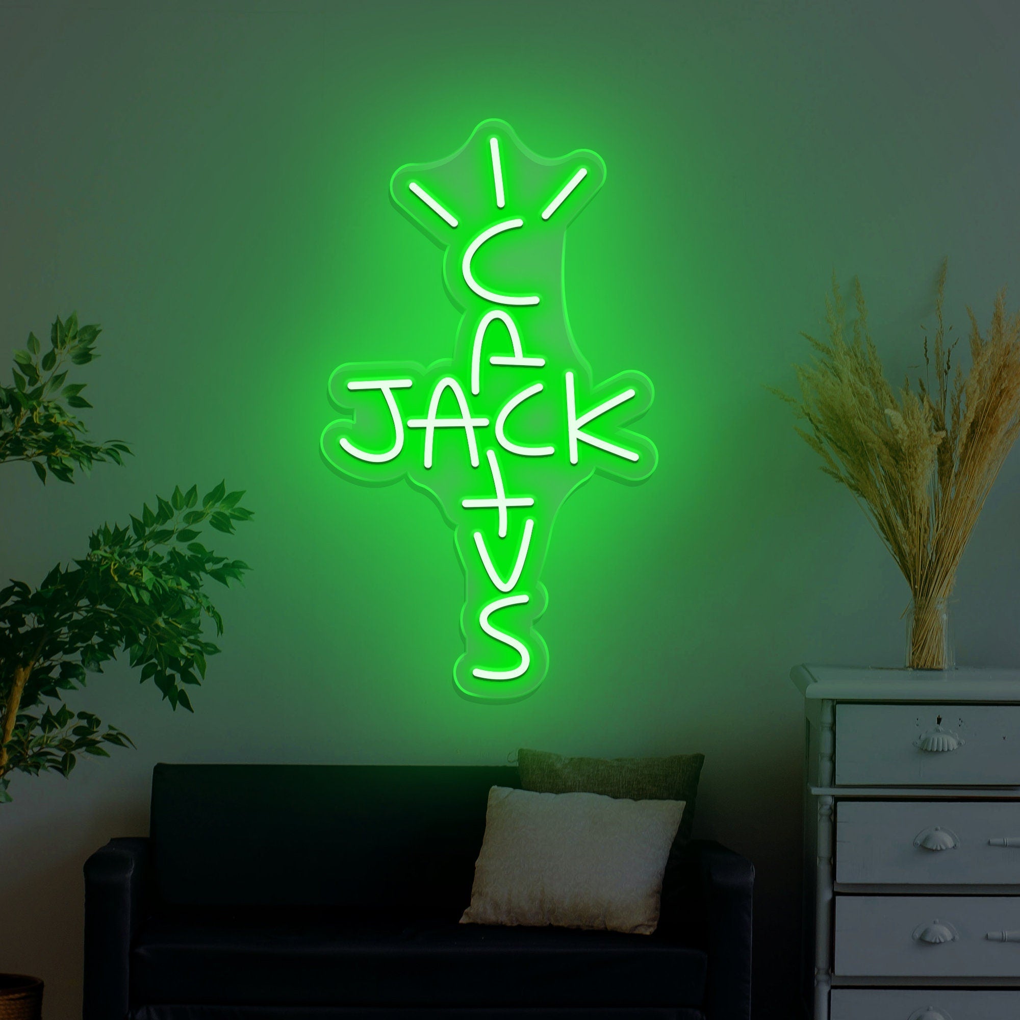 Cactus Jack LED Neon Sign Light – Custom Travis Scott Style Wall Decor for Bedroom, Bar, Game Room, Man Cave, Music Studio