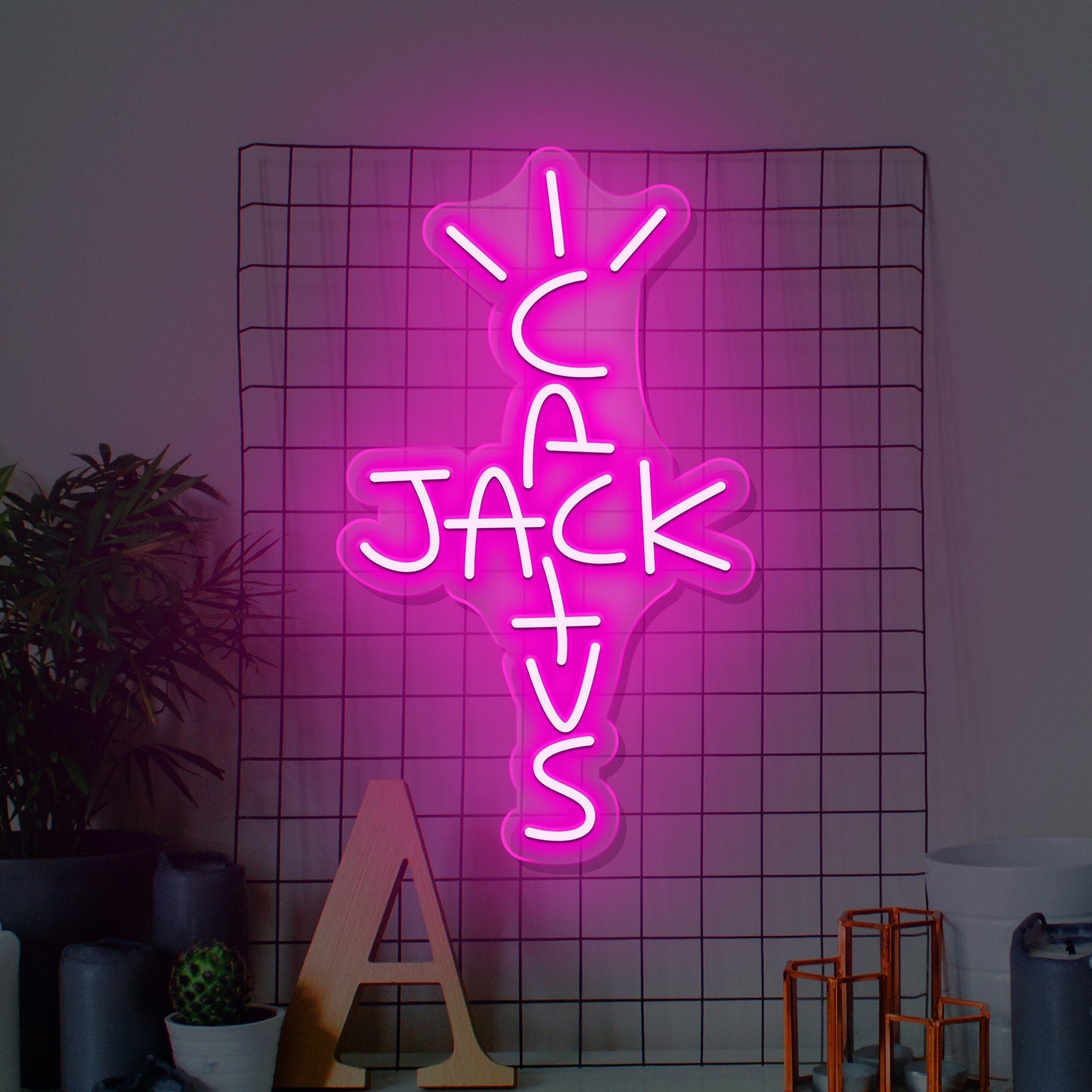 Cactus Jack LED Neon Sign Light – Custom Travis Scott Style Wall Decor for Bedroom, Bar, Game Room, Man Cave, Music Studio