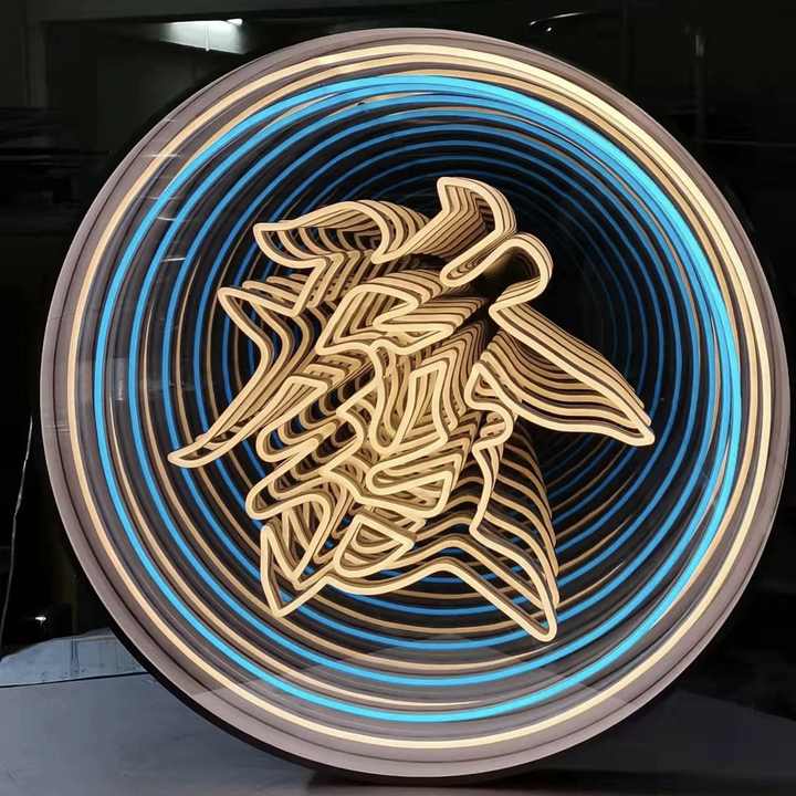 Infinity Mirror Wall Art LED Light | 3D Optical Illusion Mirror for Home Decor, Gaming Room, Living Room, Bar Decoration
