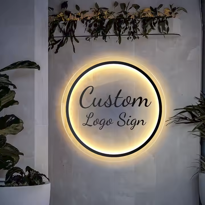 Custom Circle Acrylic Letters Custom 3d Backlit Round Sign Round Shop Signage Logo Sign for Salon