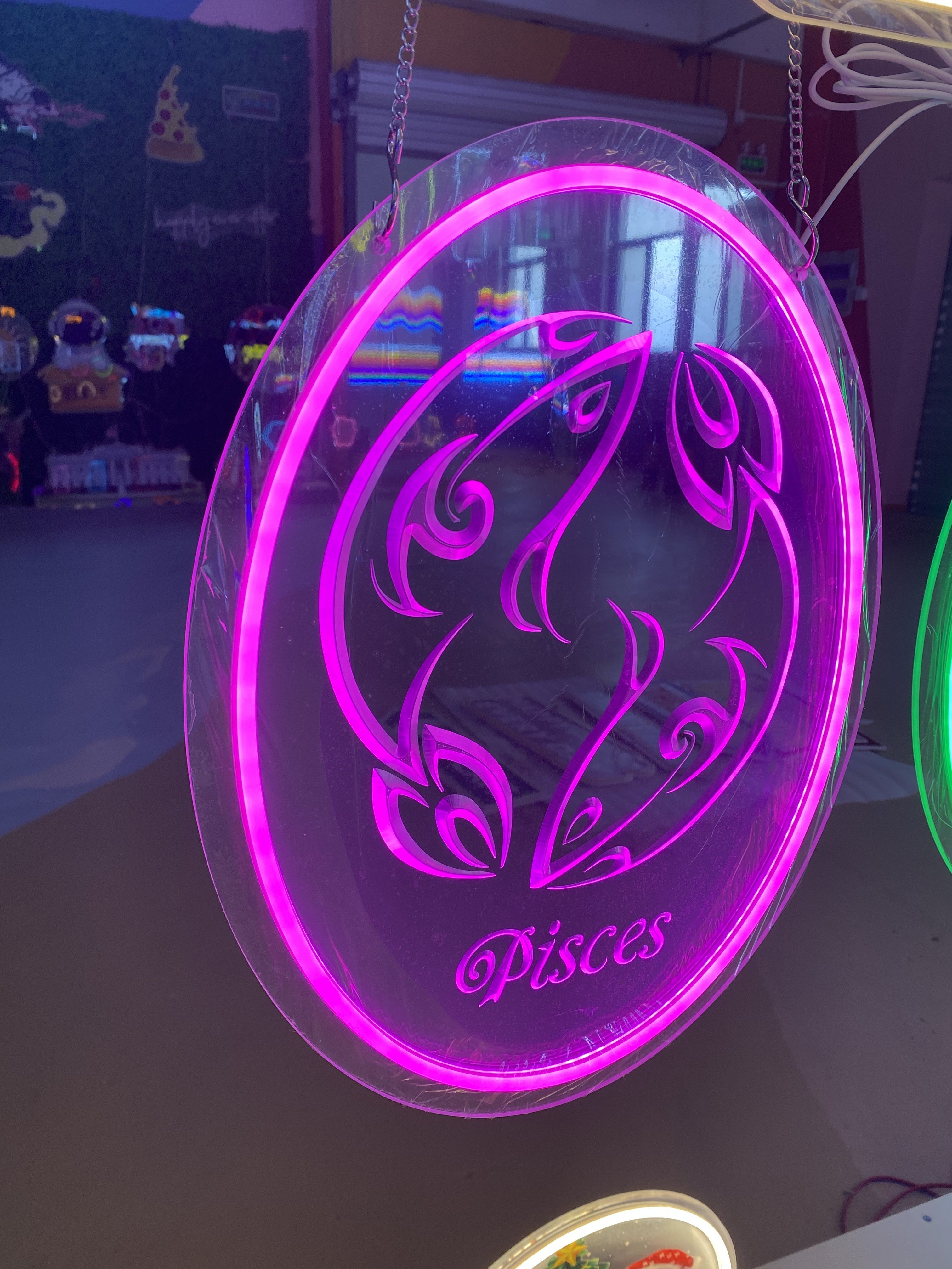Pisces Zodiac Sign 3D Relief Neon Light - Handcrafted Astrology Wall Art, Customizable Aquarium-Themed Decor, Ideal Gift for Horoscope Enthusiasts and Dreamy Spaces