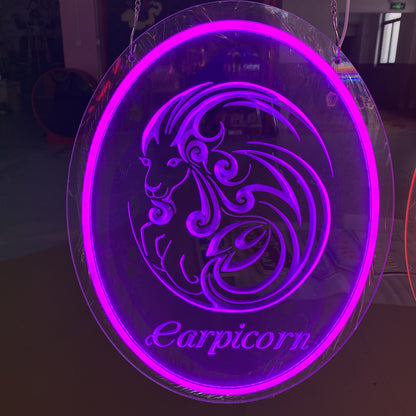 Capricorn 3D Engraved Neon Light – Zodiac LED Sign for Astrology Lovers, Unique Home Décor & Gift Idea