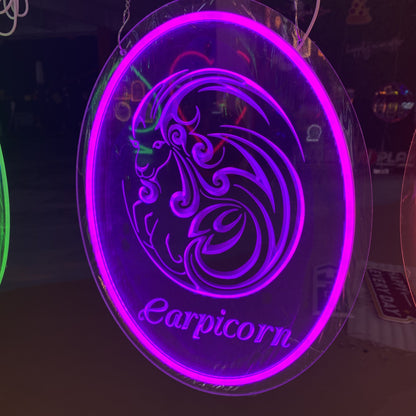 Capricorn 3D Engraved Neon Light – Zodiac LED Sign for Astrology Lovers, Unique Home Décor & Gift Idea