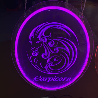 Capricorn 3D Engraved Neon Light – Zodiac LED Sign for Astrology Lovers, Unique Home Décor & Gift Idea