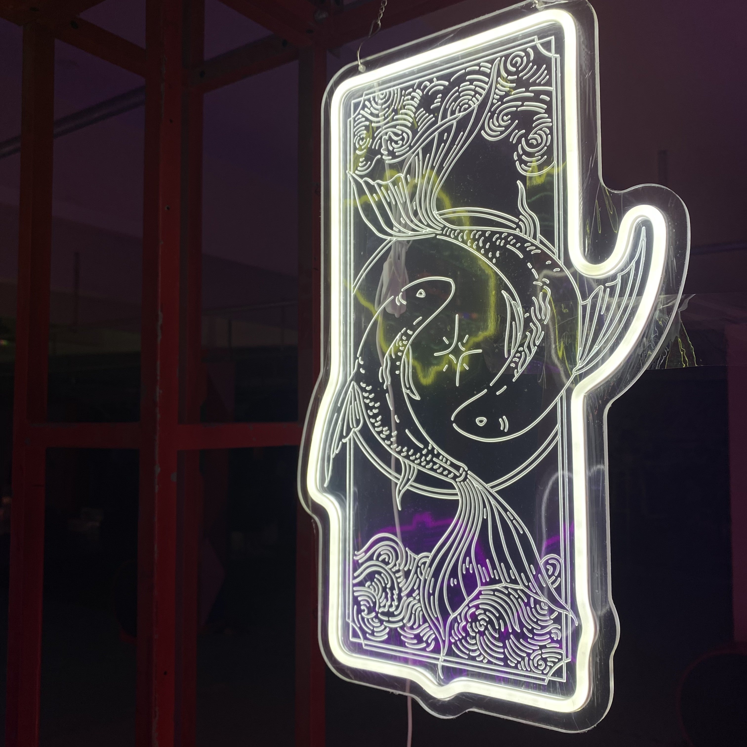 Pisces Zodiac Sign 3D Relief Neon Light - Customizable Aquarium Wall Art, Home Decor, Gift for Astrology Lovers