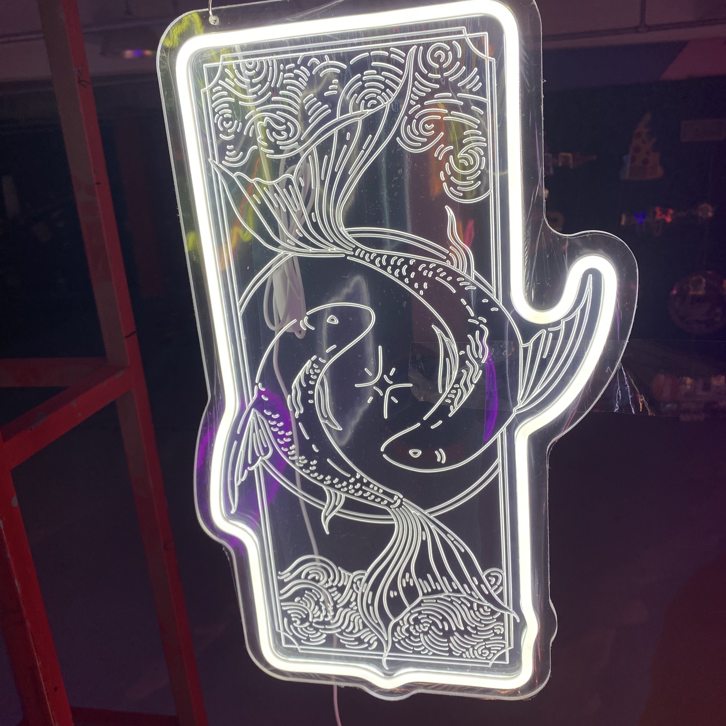 Pisces Zodiac Sign 3D Relief Neon Light - Customizable Aquarium Wall Art, Home Decor, Gift for Astrology Lovers
