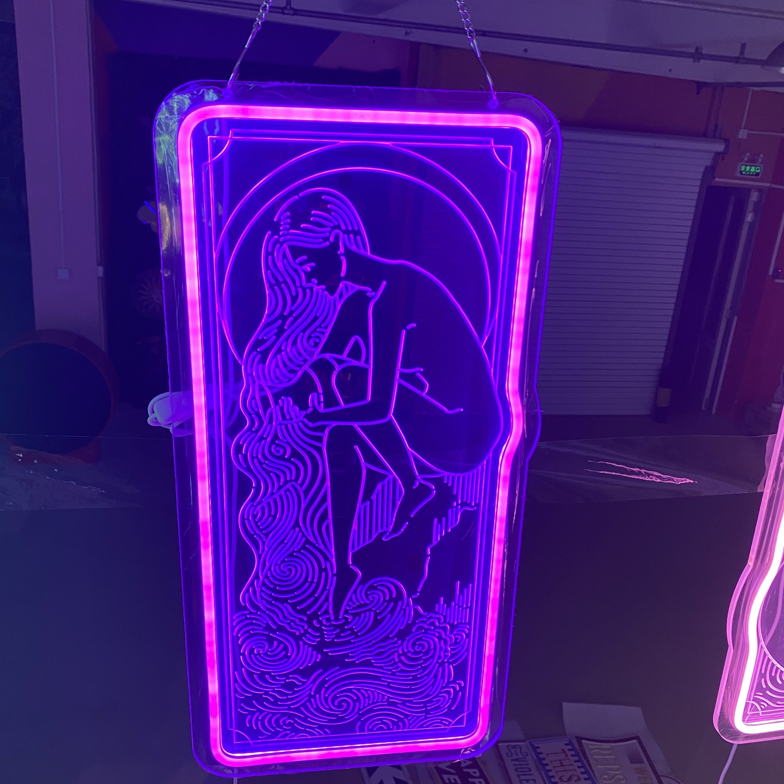 Purple Aquarius Girl Neon Sign – Zodiac LED Light, Astrology Wall Art, Aesthetic Room Decor, Unique Gift for Aquarius Lovers