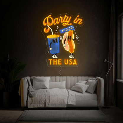 4th of July Party In The USA Artwork Neon Sign