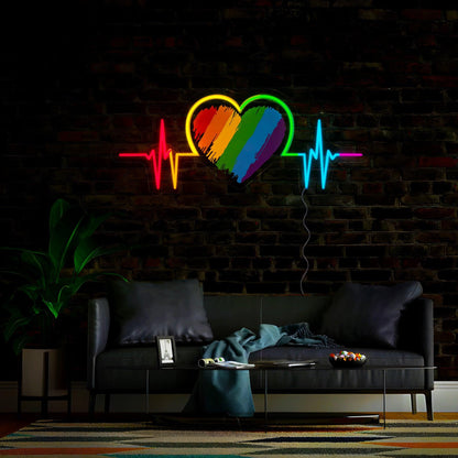Pride Month Heartbeat Artwork Neon Sign
