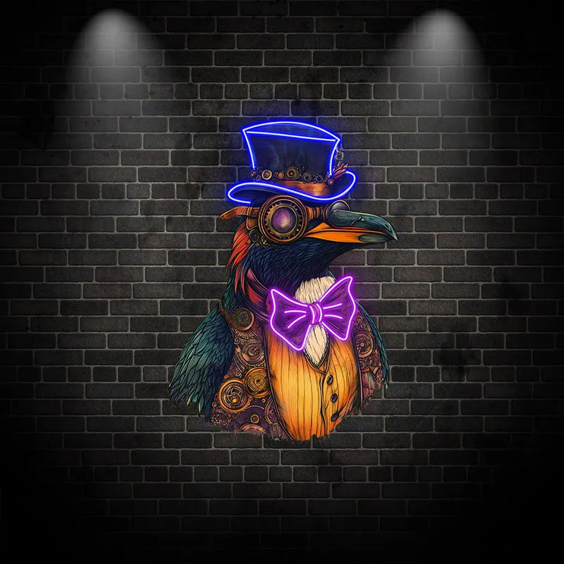 Toysign Steampunk Bird Neon Wall Decor – Retro LED Light with a Victorian Vibe, Perfect for Café, Bar or Gaming Room,Unique Gift