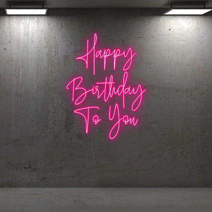Toysign Custom Neon Sign, Vertical Happy Birthday Neon Light – Sleek Pink LED Glow Gift for Birthday Events & Room Decorations