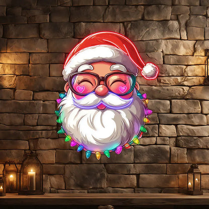 Santa Claus With Small Light Bulbs Neon Sign, LED Wall Light, Custom Neon Sign Light, Creative Neon Light For Christmas Decor