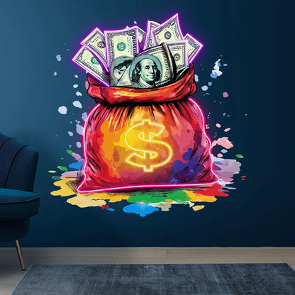 Bag Full Of Money Neon Sign, Creative Wall Hanging Neon Light, Wall Art Decor Light