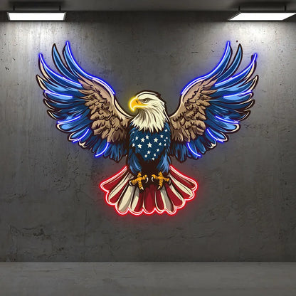 American Eagle Neon Light - Patriotic Wall Decor LED Sign, Stars & Stripes Design, Ideal for Living Room, Office or Man Cave