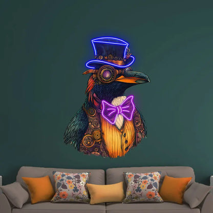 Toysign Steampunk Bird Neon Wall Decor – Retro LED Light with a Victorian Vibe, Perfect for Café, Bar or Gaming Room,Unique Gift