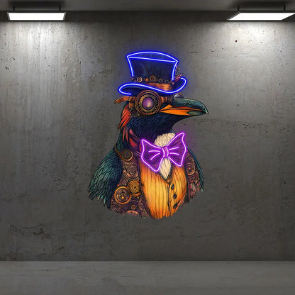 Toysign Steampunk Bird Neon Wall Decor – Retro LED Light with a Victorian Vibe, Perfect for Café, Bar or Gaming Room,Unique Gift