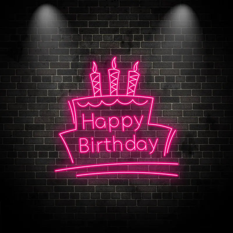 Toysign Neon Light, Happy Birthday Neon Sign with Cake & Candles - Perfect Party Decoration LED Light for All Ages, Unique Gift