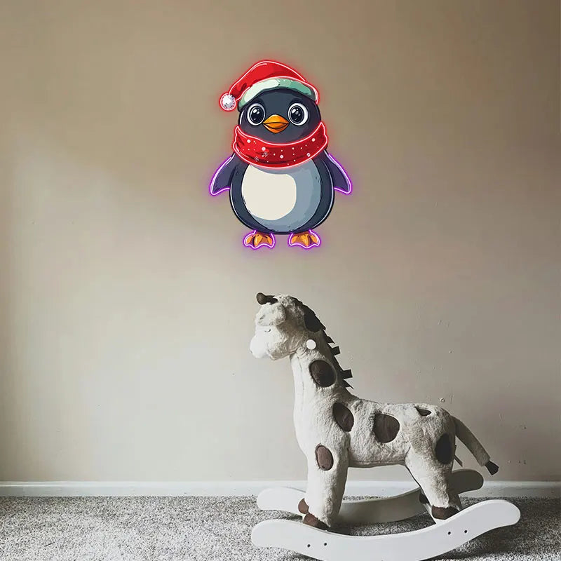 Christmas Penguin Neon Light - Adorable LED Light Decor for Holiday Parties, Kids' Rooms or Xmas Gifts | Festive Home Decoration