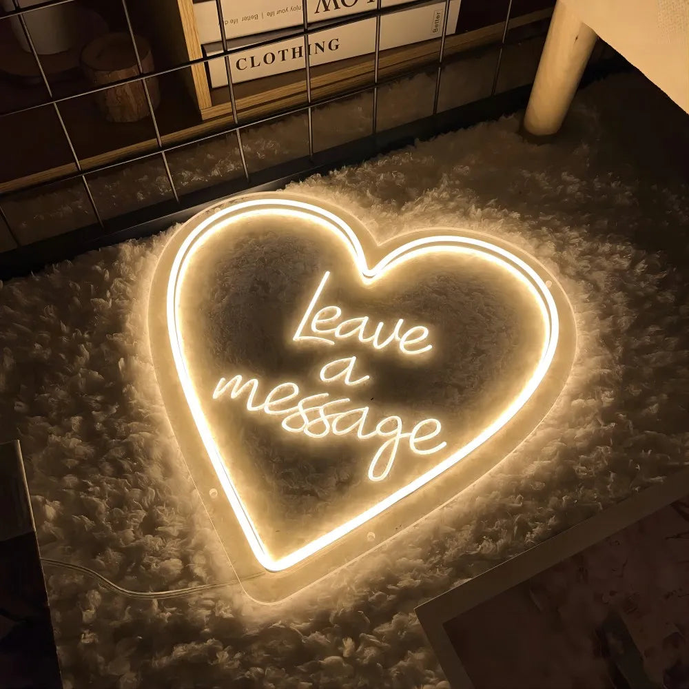 Leave A Message Neon Sign Sculpture Personal Custom-tailor LED Lights For Wedding Family Party Decoration Coffee Bar Wall Decors