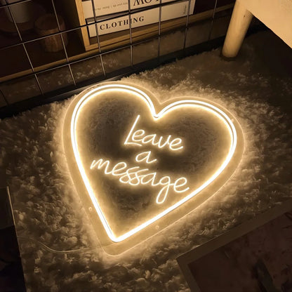 Leave A Message Neon Sign Sculpture Personal Custom-tailor LED Lights For Wedding Family Party Decoration Coffee Bar Wall Decors