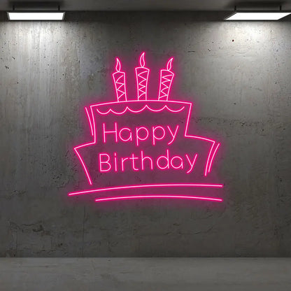 Toysign Neon Light, Happy Birthday Neon Sign with Cake & Candles - Perfect Party Decoration LED Light for All Ages, Unique Gift