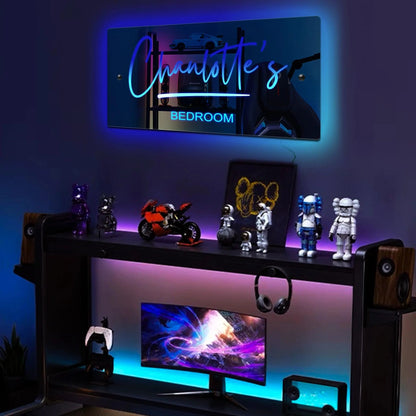 Personalized Name Mirror Light For Bedroom LED Light Up Mirror for Wall Custom Photo Christmas Valentine's Day Wedding Gifts