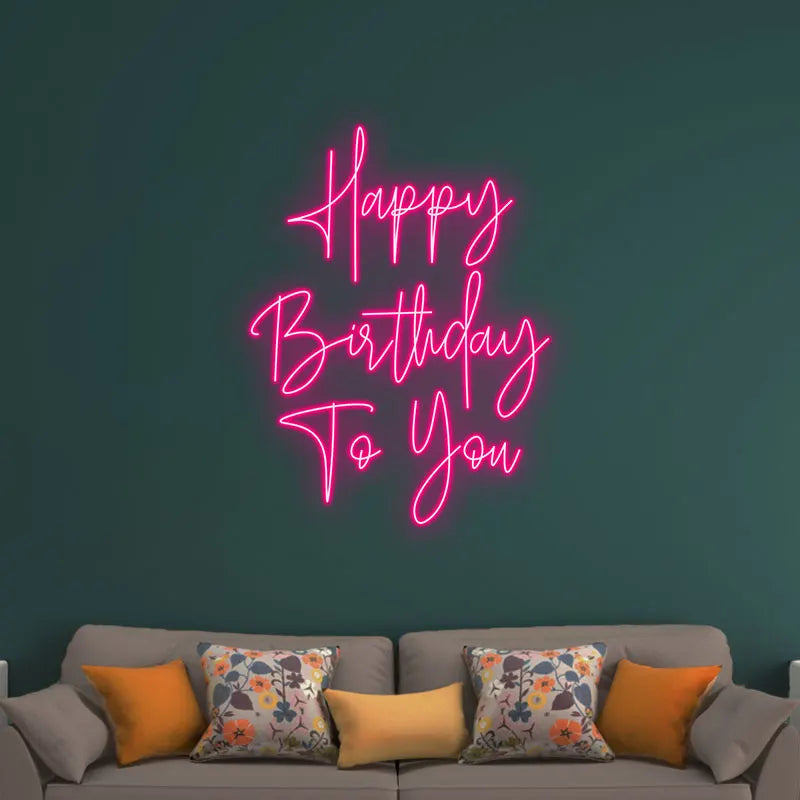 Toysign Custom Neon Sign, Vertical Happy Birthday Neon Light – Sleek Pink LED Glow Gift for Birthday Events & Room Decorations