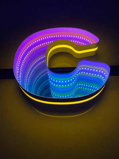 Stocked Infinity Mirror 3D Letters, Uppercase  letters, Perfect for Restaurant, Market, Bar, Hotel Decor