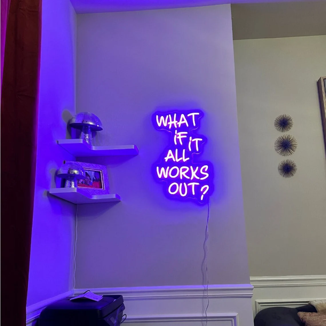 What If It All Works Out Neon Sign, Custom LED Neon Sign, Positive Quote Neon Light, Home Wall Decor, Personalized Gifts