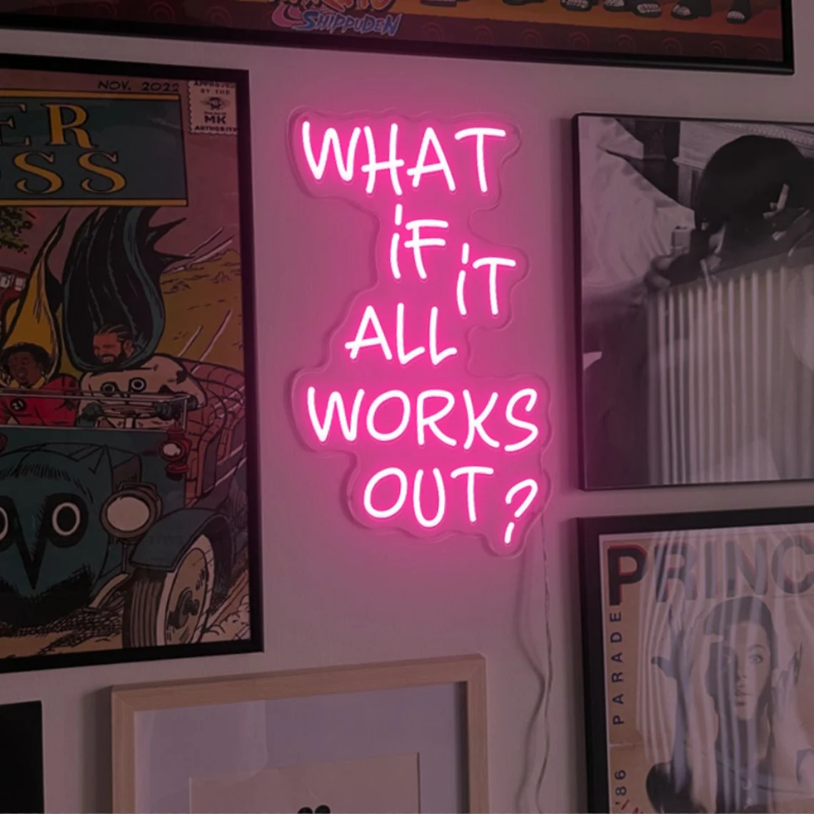 What If It All Works Out Neon Sign, Custom LED Neon Sign, Positive Quote Neon Light, Home Wall Decor, Personalized Gifts