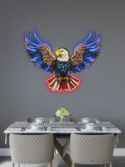 American Eagle Neon Light - Patriotic Wall Decor LED Sign, Stars & Stripes Design, Ideal for Living Room, Office or Man Cave