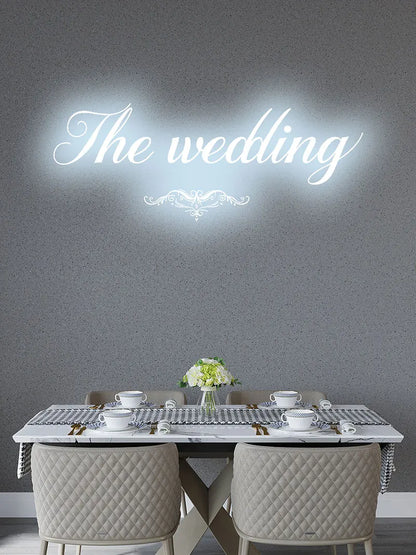 The Wedding Wall Decoration Ice Blue LED Neon Sign