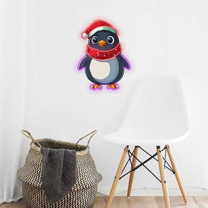 Christmas Penguin Neon Light - Adorable LED Light Decor for Holiday Parties, Kids' Rooms or Xmas Gifts | Festive Home Decoration