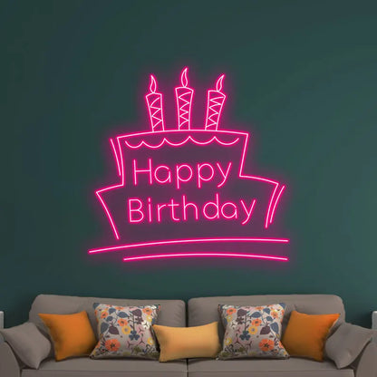 Toysign Neon Light, Happy Birthday Neon Sign with Cake & Candles - Perfect Party Decoration LED Light for All Ages, Unique Gift