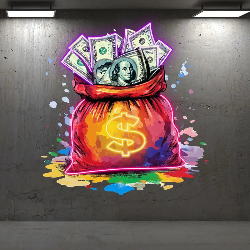 Bag Full Of Money Neon Sign, Creative Wall Hanging Neon Light, Wall Art Decor Light