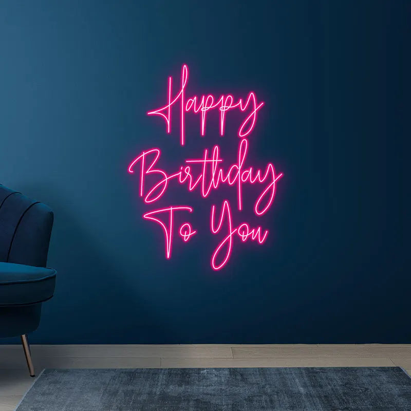 Toysign Custom Neon Sign, Vertical Happy Birthday Neon Light – Sleek Pink LED Glow Gift for Birthday Events & Room Decorations