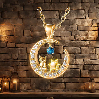 Charming Cat Star Moon Diamond Necklace Neon Sign, Creative Wall Hanging Neon Light, Perfect Decor Light
