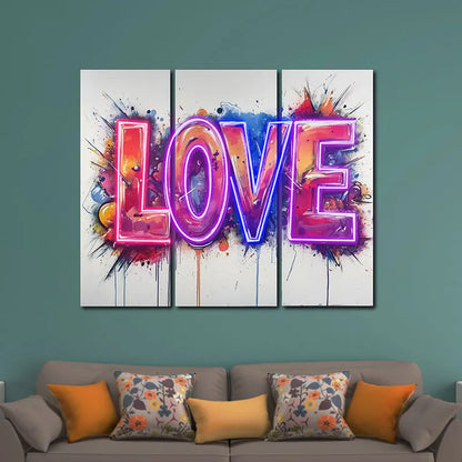 Wall Graffiti Love Text Neon Sign, LED Light Wall Decor, Personalized Neon Sign Light, Creative Gift Neon Light For Home Decor